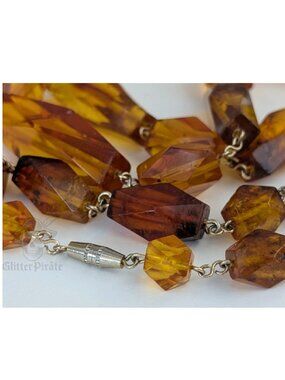 27" Art Deco 12.4mm Vintage Hand Faceted Natural Baltic Amber Necklace 33.2g